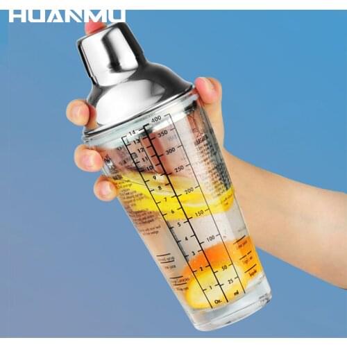 1PC Cocktail Shaker Home Bar Utensils Stainless Steel And Glass Shake Cup Wine Drink Mixer Shake Bottle Martini Tool Accessories