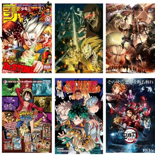 Shonen Jump One Piece,Attack on Titan, Anime posters vintage Metal Sign Wall for men Cave Kitchen Custom Painting Decor Tin sign