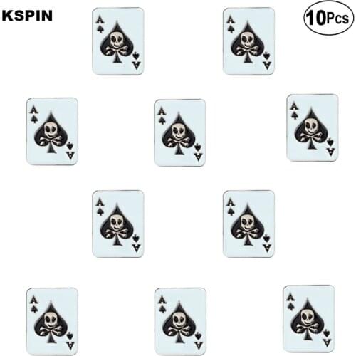 Skull Ace Lapel Pin Flag badge Brooch Pins Badges 10Pcs a Lot
