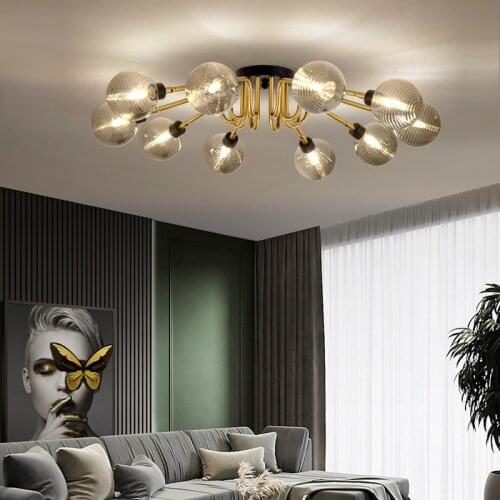 Modern Light Luxury Warm Living Room Decoration CeilingLamp Restaurant Room Lamp Magic Bean Glass Nordic Master Bedroom Lights