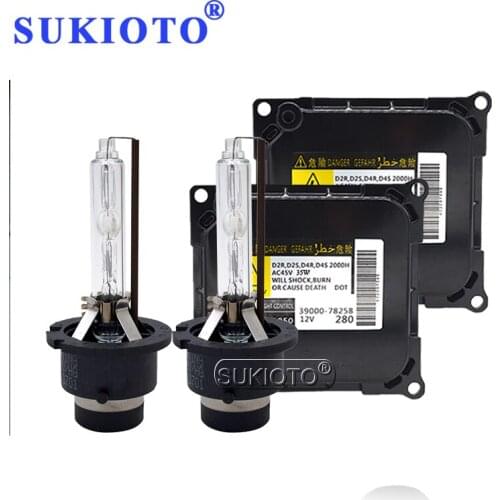SUKIOTO 35W Xenon D2S D4S HID Headlight Kit OEM Replacement D2 D4 Ballast 85967-51050 DDLT003 KDLT003 12V 5500K Car Light Bulb