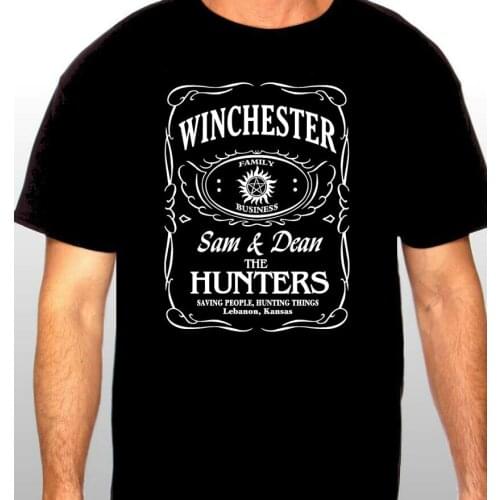 Supernatural "Whiskey Label" T-shirt -All Sizes *High Quality* Short Sleeves Cotton Fashion Free Shipping