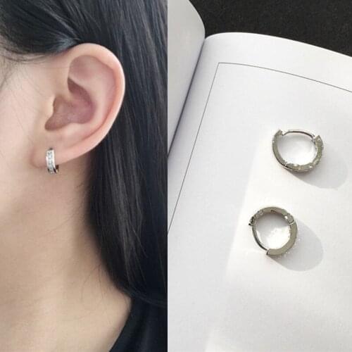 Retro Personality Silver Color Circle Earrings for Women Man Nose Jewelry Bijoux Simple Style Trendy Statement Crystal Earrings