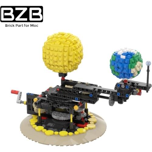 BZB MOC Rotatable Earth Moon Sun Buliding Block Solar System Model Science Projects Building Sets Educational Kids Toys Gifts
