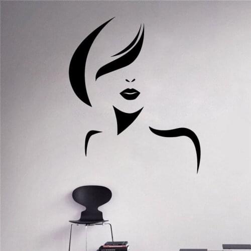 YOYOYU Beauty Salon Woman Spa Hair Stylist Stickers Girls Hair Salon Wall Decal Haircut Removable Interior Woman Poster DIYZW235