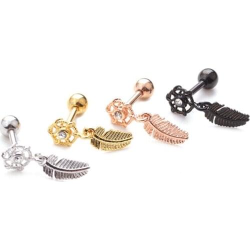 1pc Feather Dreamcatcher Stud Earring Helix Barbell Ear Piercing Jewelry
