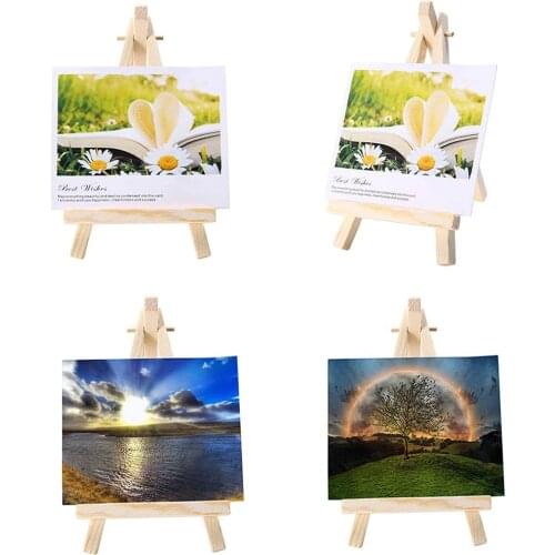10Pcs 9x15cm Mini Wooden Easel Triangle Wood Wedding Table Card Stand Display Holder Children Painting Craft