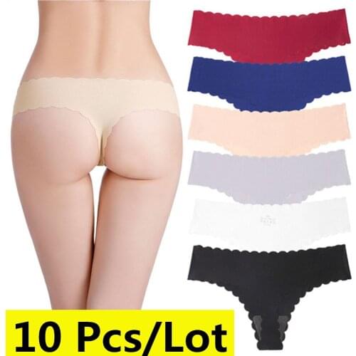 10 Pcs/Lot Cotton Womens G-String Thong Panties String Underwear Seamless Women Briefs Sexy Lingerie Low-Rise Pants Intimate