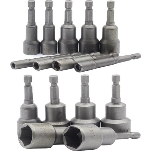 15 Pcs 5 Mm~19 Mm Professional Magnetic Nut Driver Set Metric Socket 1/4 Inch Hex Shank Impact Drill Bit Adapter For Power Tools