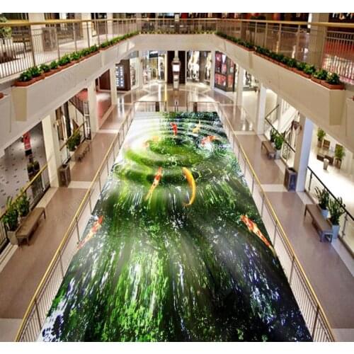 3D Flooring PVC Waterproof Wallpaper Shock beautiful water lines Living Room the mall bathroom Floor Decor Sticker mural Custom