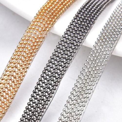 5Meters Golden Silver Grey Beaded Chain Lace Trim Rhinestones Appliques Hotfix Sewing Colthing Shoe Hat Bridal Belt Accessories