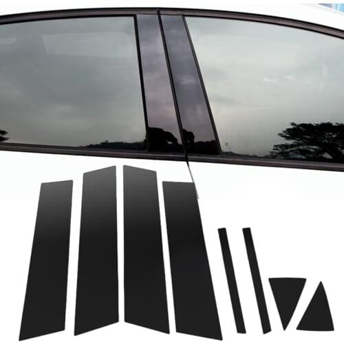 8Pcs/Set Car Black Mirror Effect Door Window Center Pillar Post Cover Trim Fit For Mazda3 Axela M3 2018 2017 2016 2015 2014