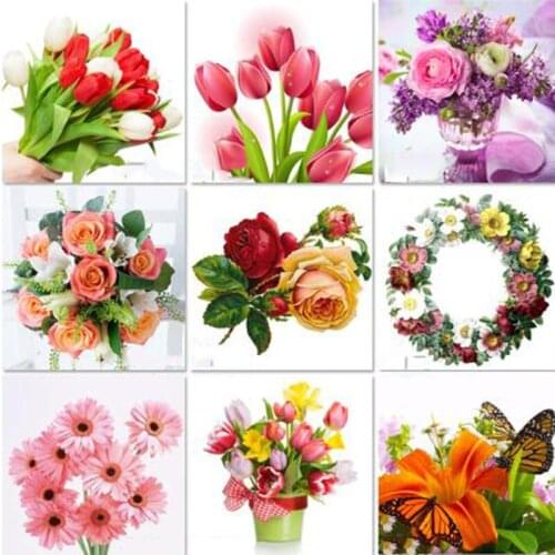 Full Square/Round Drill 5D DIY Diamond Painting "Flowers" 3D Embroidery Cross Stitch Mosaic Home Decor ZH