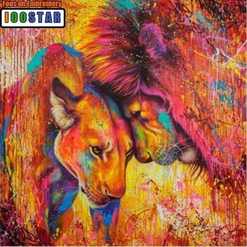 Diamond Embroidery Animal Rhinestone Mosaic Diy 5d Diamond Painting Lion Handicraft Home Decor