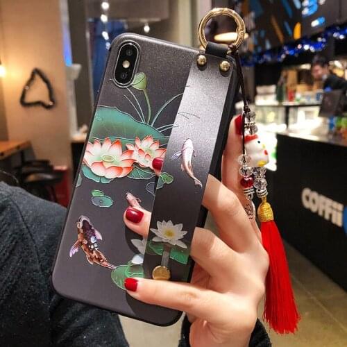 Sumkeymi Wrist Strap Flower Phone Holder Case For iphone 11 Case For iphone 12 7 8 Plus mini Pro Max X XS XR Hand Band Case