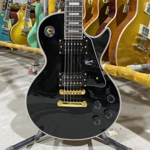 Hot Sale LP Custom Black Electric Guitar Gold Hardware Free Shipping High Quality