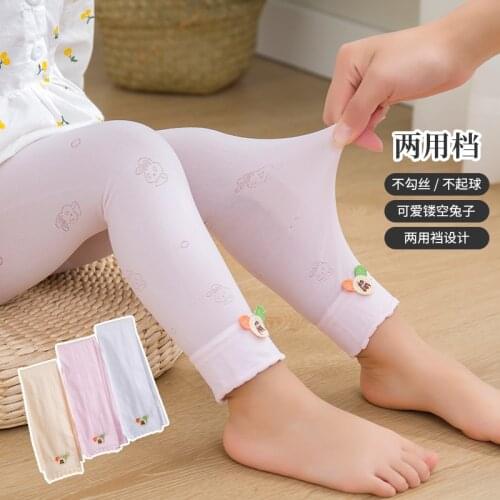 1-4 years old baby dual-purpose file cute hollow rabbit Mickey jewelry nine-point pants summer thin childrens mosquito socks