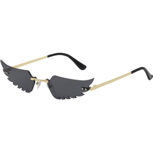Elbru Fashion Frameless Wing Shape Sunglasses Europe and America Funny Party Decorations Trendy Street Photo Sunglasses UV400