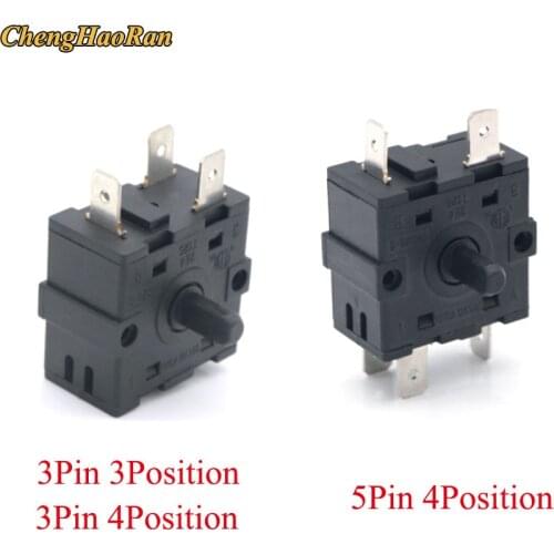 ChengHaoRan Electric Room Heater 3 Position 4Position 3 Pin 5Pin Rotary Switch Selector AC 250V 16A RT222 RT233-1-B RT233-4