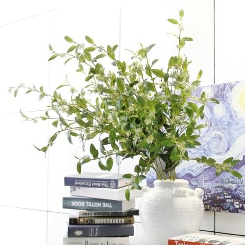 Artificial holly leaf silk flower long branch fake plant DIY floral arrangement home office decoration