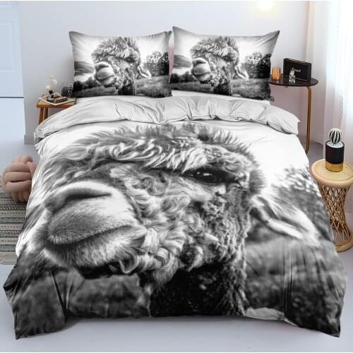 3D Bed Linen Alpaca Duvet cover set Quilt/Comforter case Pillow shams 200x200 King Queen Double Full size Gray Bedding sets