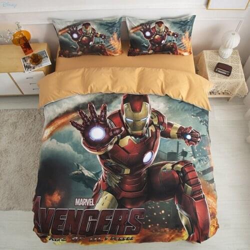 Iron Man Captain America Spider Man Print Duvet Cover Set Bed Sheet Pillowcase Mickey Mouse Frozen McQueen Cartoon Bedding Sets