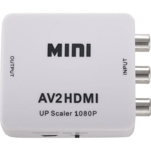 RCA to HDMI Mini 1080P RCA Composite CVBS AV to HDMI Video Audio Converter Adapter Support PAL, NTSC3.58, NTSC4.43, SECAM, PAL/M