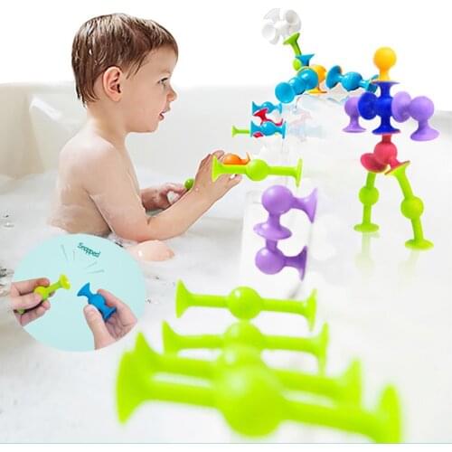 DIY Pop Sucker Assembled Soft Sucker Building Blocks Funny Silicone Block Model Construction Toys Creative Gifts Toy For Kids