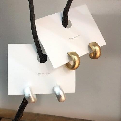 Matte Metal Gold Earrings For Women Fashion Jewelry Geometric C-shaped Piercing Stud Earring Vintage Classic Casual Earings