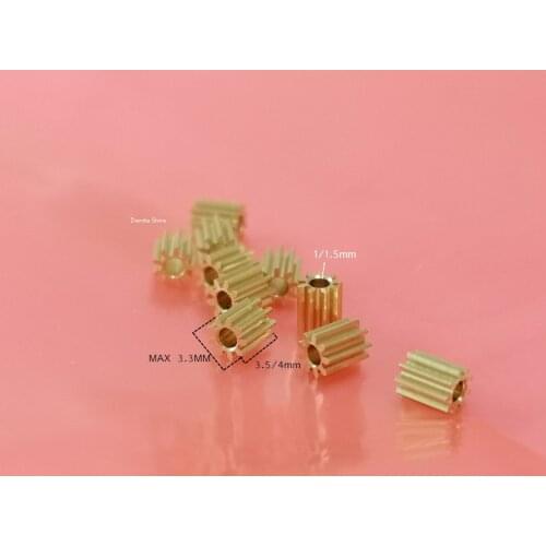 0.3M 9T Copper gear MINI Small DIY Parts 1mm/1.5mm HOLE 0.98/1.48mm