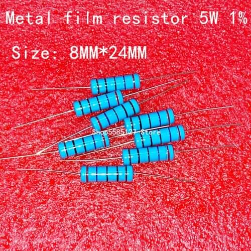 10PCS 5W Metal film resistor 1% 0.1R ~ 3.9M 0.1R 1R 4.7R 10R 22R 33R 47R 1K 4.7K 10K 100K 1 4.7 10 22 33 47 4K7 ohm 1M 5WMetal