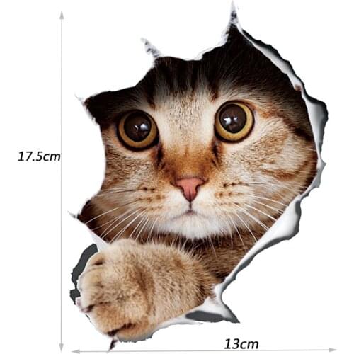 13*17cm Fashion Car Stickers 3D Stereo Anime Funny Creative Personality Kitten Dog Simulation Stickers Car Styling Accessories