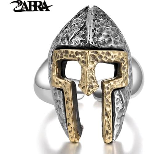ZABRA 925 Sterling Silver Cool World of Warcraft Soldier Mask Opening Men Ring Vintage Punk Fashion Rock Resizable Biker Rings
