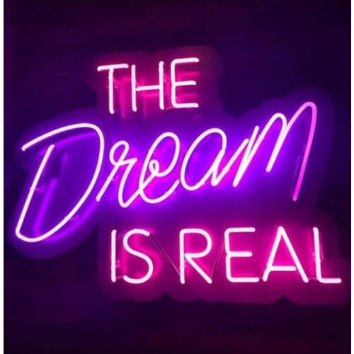 Neon Sign the dream is real OPEN club power home decor Lamp resterant light Hotel custom coffee Impact Attract light