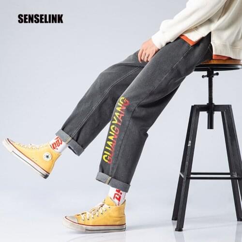 2021 New Mens Spring Summer Korean Brand Loose Straight Jeans Pants High Quality Trousers Casual Fashion Classic Denim Pants