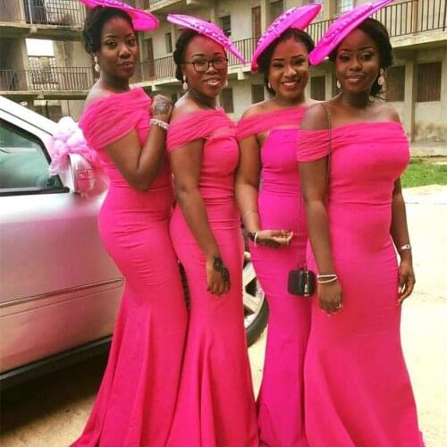 Charming Mermaid Floor Length Off the Shoulder Bridesmaid Dresses for Wedding Party Custom Made Plus Size