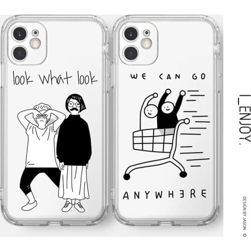 Official Original Transparent Soft Case for Apple iPhone 11 12 13 Pro MAX SE 2020 XR XS X 6 6s 7 8 Plus Shockproof Cute Phone Co