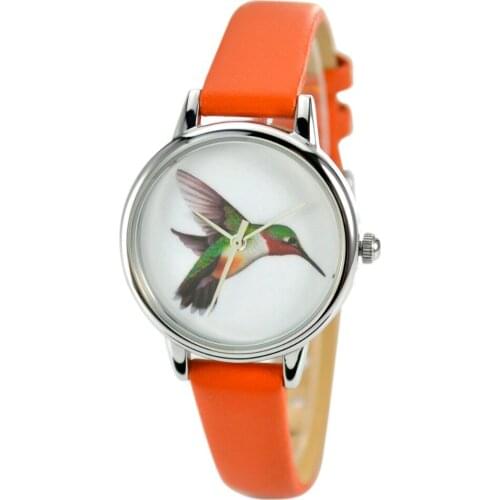 Mothers day gift - Hummingbird Watch Orange Stripe - Womens watch - Free shipping worldwide