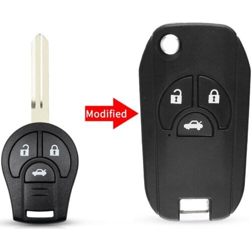 KEYYOU New Flip Folding Remote Key Shell For Nissan Sylphy 3 Buttons Switch Blade Fob Uncut Blank Key Case Cover