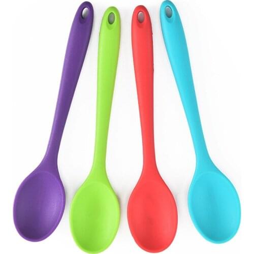 Silicone spoon small salad stirring spoon baby eating spoon baking food grade tableware spoon rice ladle creative kitchen
