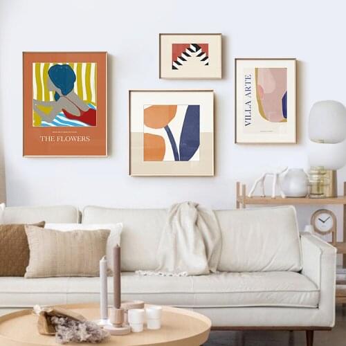 Modern Abstract Shape Canvas Painting Flower Poster and Print Woman Vintage Posters Wall Art For Living Room Home Decor