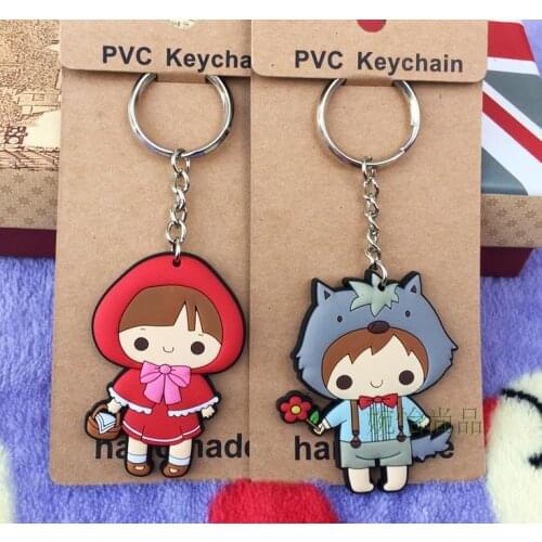 Wolf Red Girl Fashion Anime Toy Figures Keychain Cartoon Keyholder Birthday Unisex Gifts New