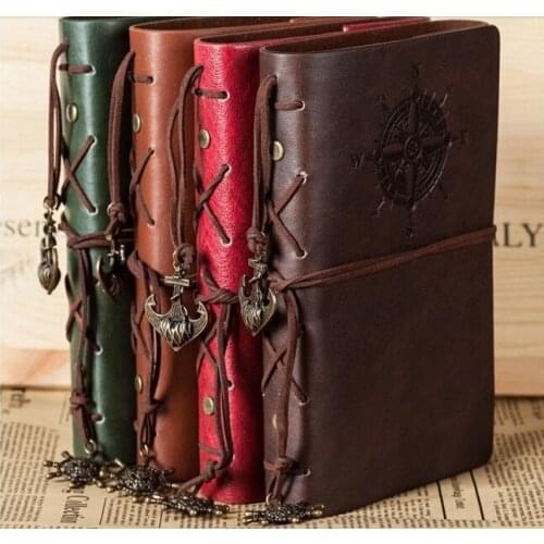Classical Spiral NoteBook Newest Diary Book Vintage Pirate Anchors PU leather Note Book Replaceable Xmas Gift Traveler Journal
