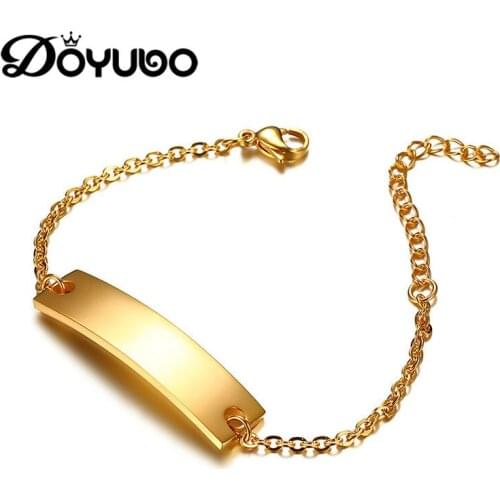DOYUBO Womens Office Style Bracelets 316L Stainless Steel Silver / Gold / Rose Gold Curved Retangle Bangles Accessories DD052
