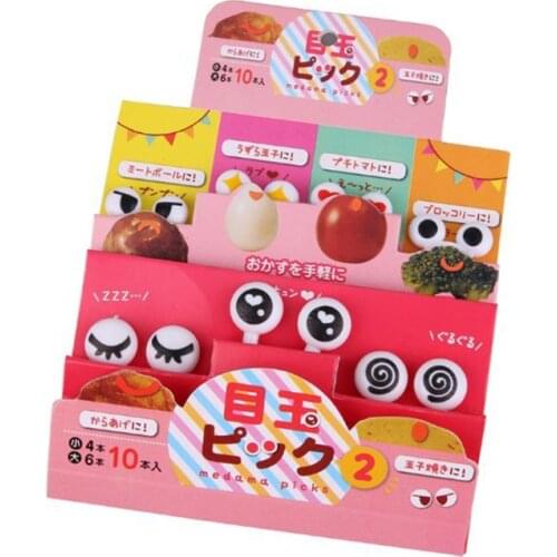 10Pcs/Set Mini Skewers Cute Cartoon Eyes Kawaii Lunch Bento Box Food Fruit Picks Fork Sticks Buffet Sandwich Toppers