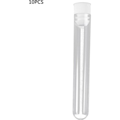 10Pcs Plastic Test Tubes Lab Test Tool With Screw Cap Transparent 16x100mm G6DD