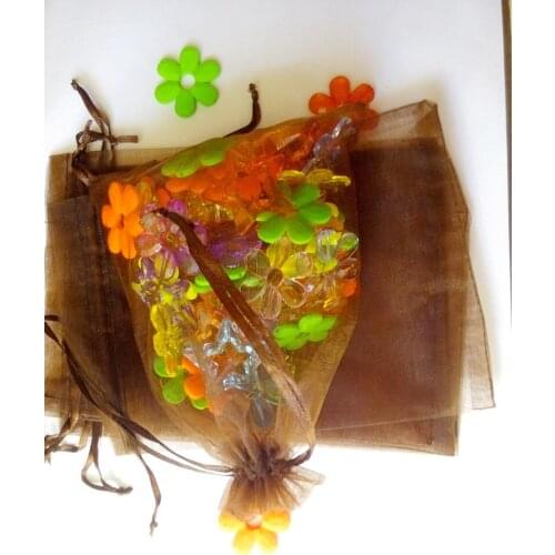17*23cm 500pcs Organza Bag Brown Drawstring bag jewelry packaging bags for tea/gift/food/candy small transparent pouch Yarn bag