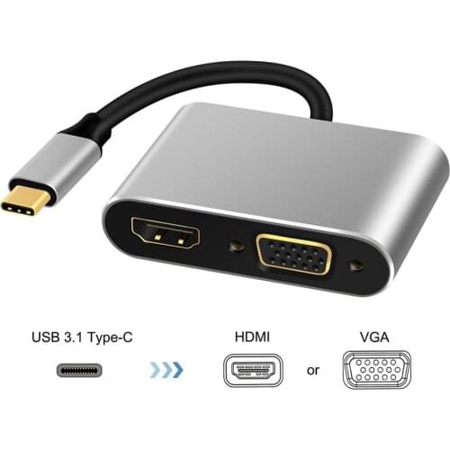 4K Type C to VGA Cable Type C Adapter to Hdmi Connector type-c vga hdmi converter