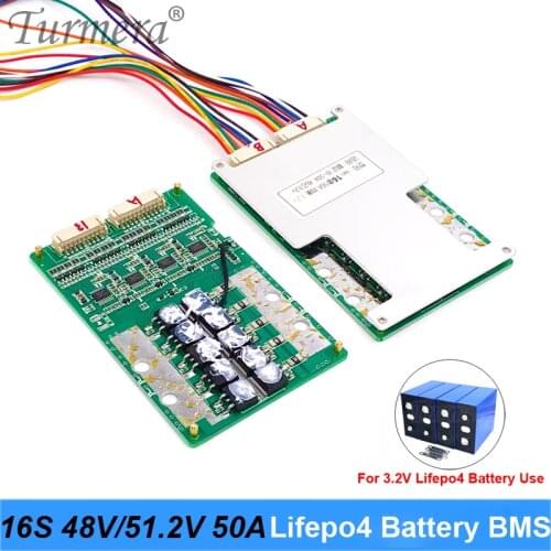 Turmera 16S 48V 51.2V 50A Lifepo4 Battery BMS Protect Board 75mA Balance Current for 3.2V 100Ah 280Ah 310Ah Lifepo4 Battery Use