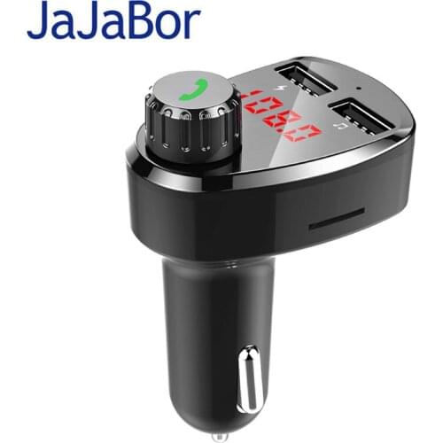 JaJaBor Bluetooth Car Kit Handsfree FM Transmitter A2DP Music Car MP3 Player Dual USB 2.4A Car Charger Support TF Card / U Disk